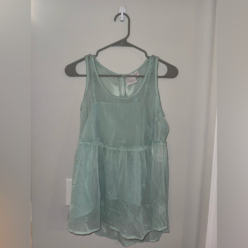 LC Lauren Conrad Mint Sheer Sleeveless Top